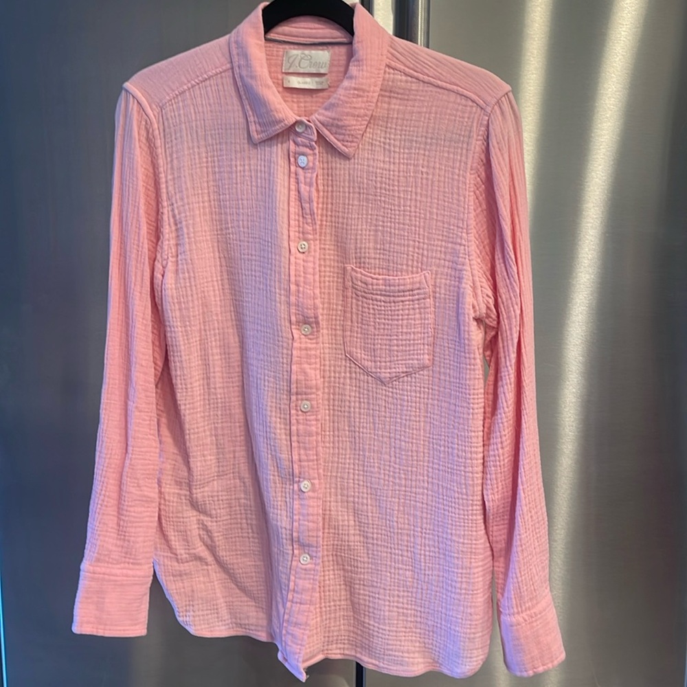 J Crew Size 6 Pink‎ Classic Collar Button down Cotton Gauze